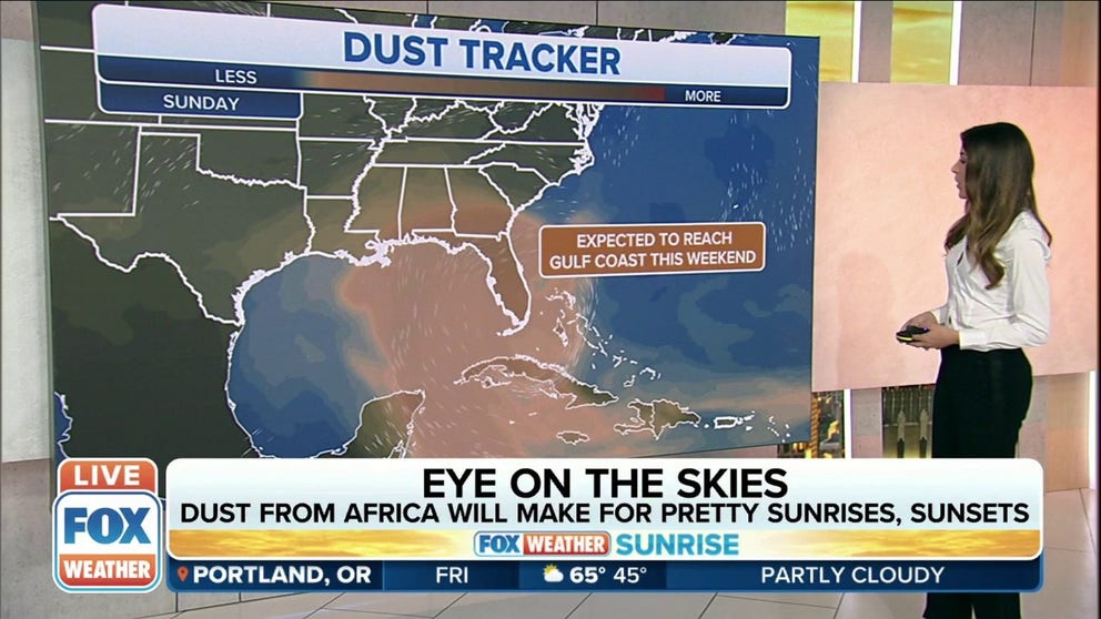 The first Saharan Dust plume of the season is rolling off Africa and will reach the southeast later this week, which could lead to stunning sunrises and sunsets.