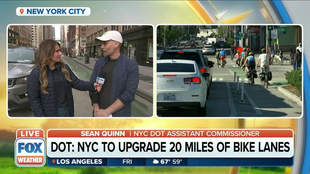 FOX Weather meteorologist Jane Minar spoke with Sean Quinn with the New York City Department of Transportation on how they are increasing bike safety in New York City.