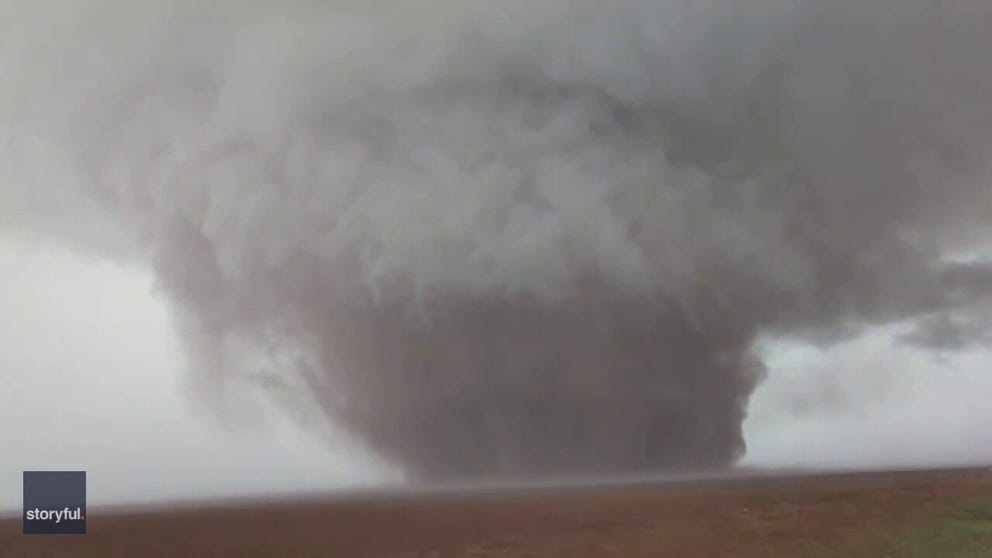 A storm chaser captured a huge tornado spinning in Morton, TX on Monday, May 23. 