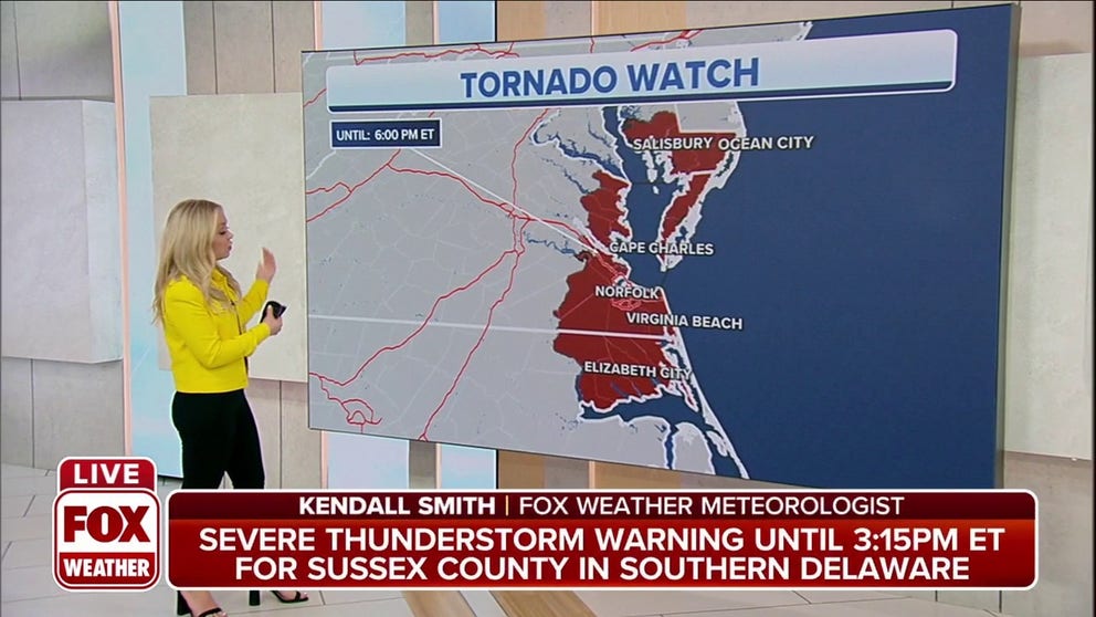 Parts of MD, VA and NC are still under a Tornado Watch until 6 p.m. ET. 