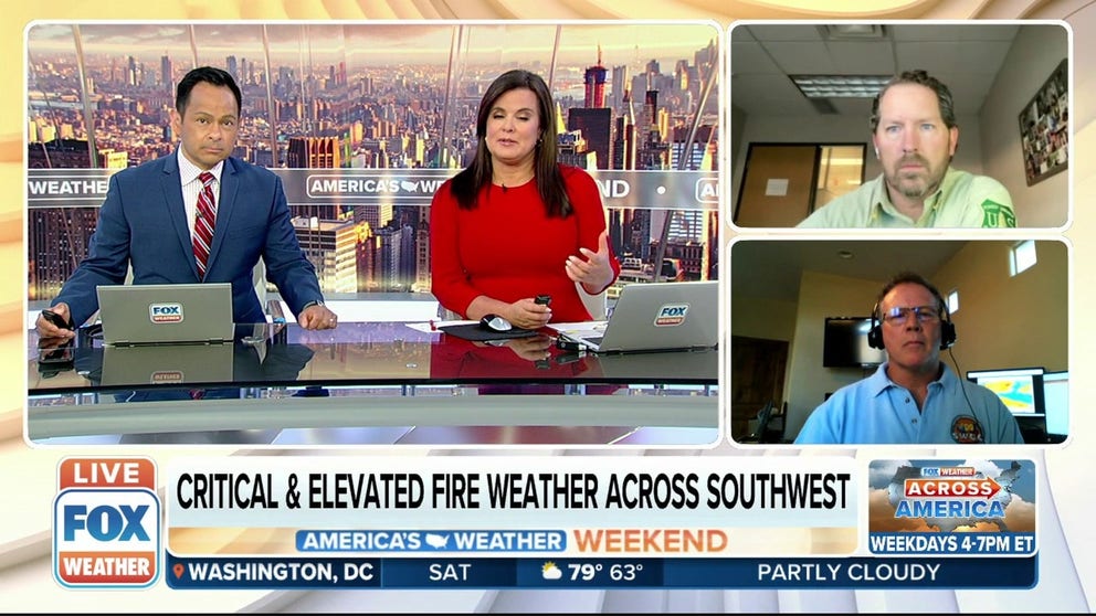 Elevated and critical fire weather remains across the Southwest. Now, the U.S. Fire Service is pausing prescribed burns as the largest fire in New Mexico state history is linked backed to a planned burn.
Jacob Nuttall, a regional fire director for the Forest Service, and Rich Naden, a fire weather meteorologist, joins FOX Weather.