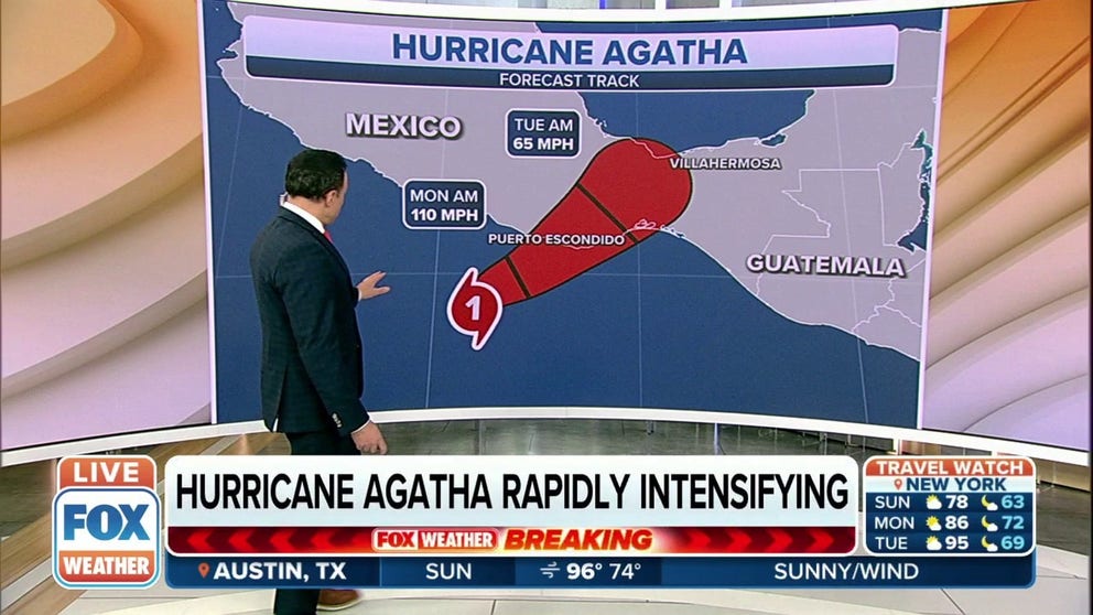 Hurricane Agatha now has winds of 85 mph with higher gusts, and it’s expected to continue to rapidly intensify before it makes landfall in Mexico.