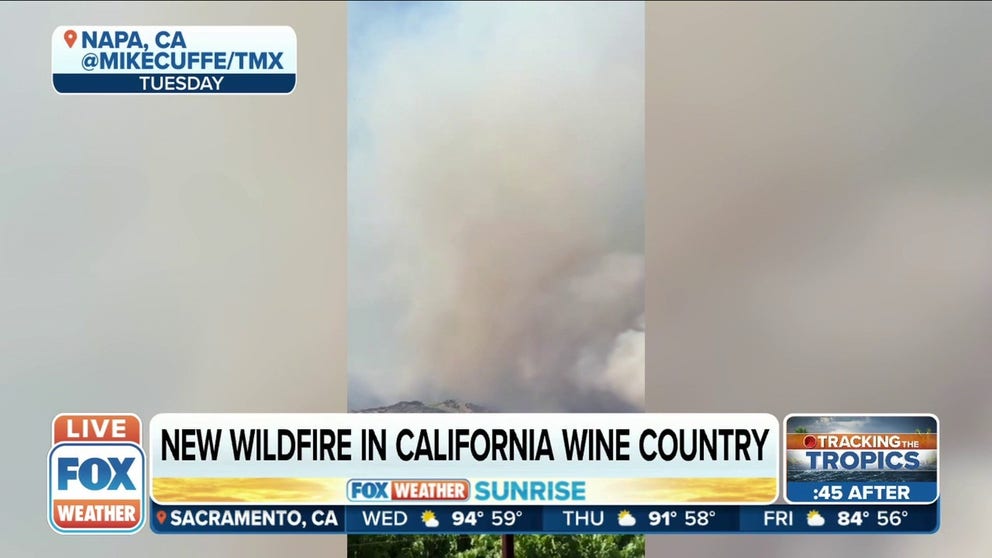 Fire crews battle a 570-acre wildfire in the mountains above Napa’s Valley floor. Late Tuesday afternoon emergency managers ordered evacuations. 