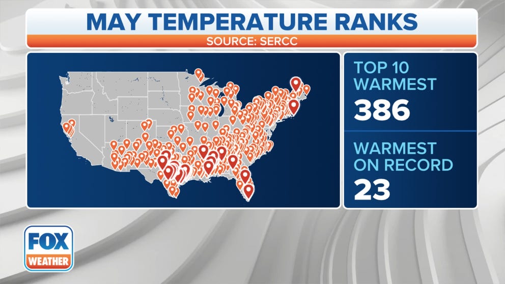 For nearly 400 cities across the U.S., May was one of their warmest on records. And for nearly two dozen of those cities, this May topped the charts.