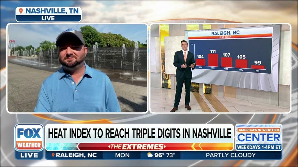 FOX Weather multimedia journalist Will Nunley is live in Nashville where a Heat Advisory has been issued as heat index values are expected to reach well over 105 degrees. 