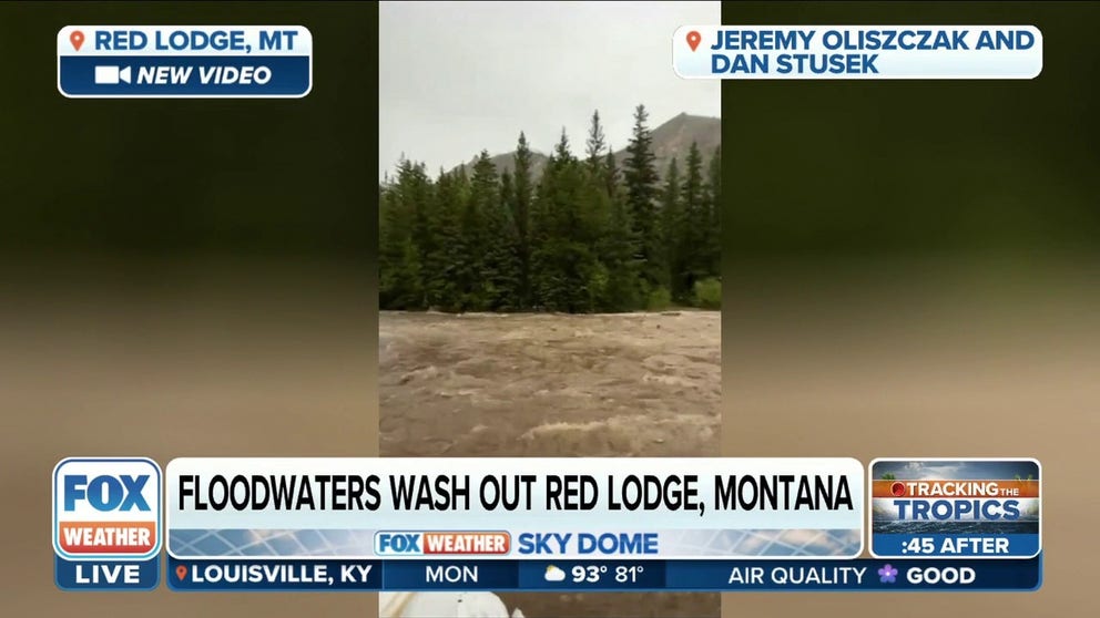Watch as video shows floodwaters washing out Red Lodge, Montana on Sunday, June 12. 