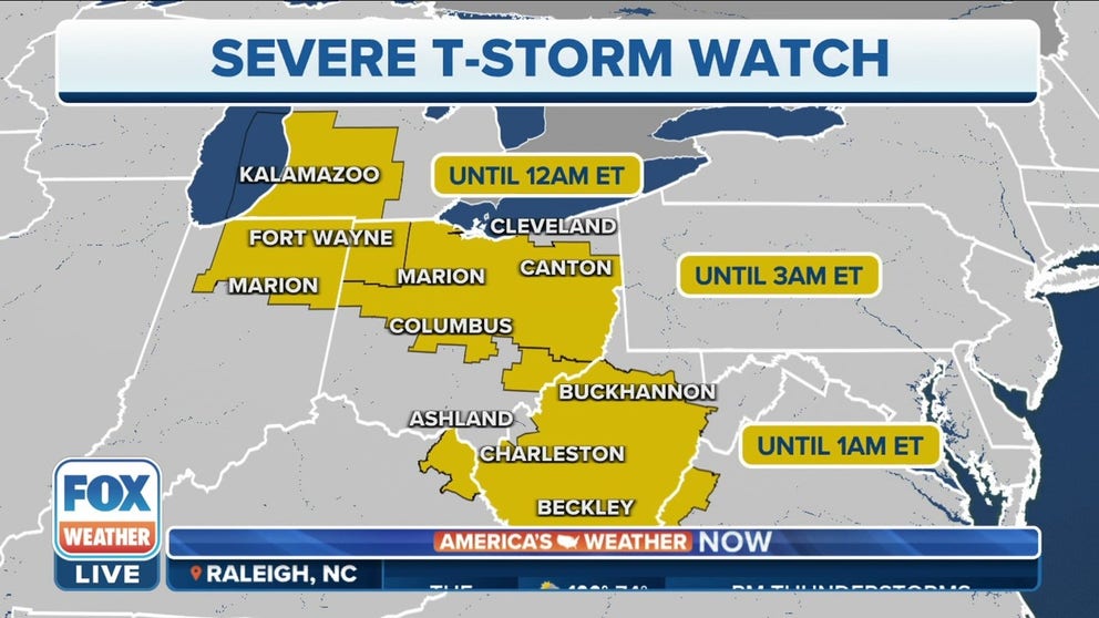 Severe Thunderstorm Watches for MI, IN, OH, WV extended until overnight