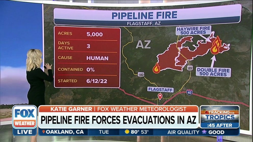 The Pipeline Fire has grown to 5,000 acres and is currently 0% contained. 