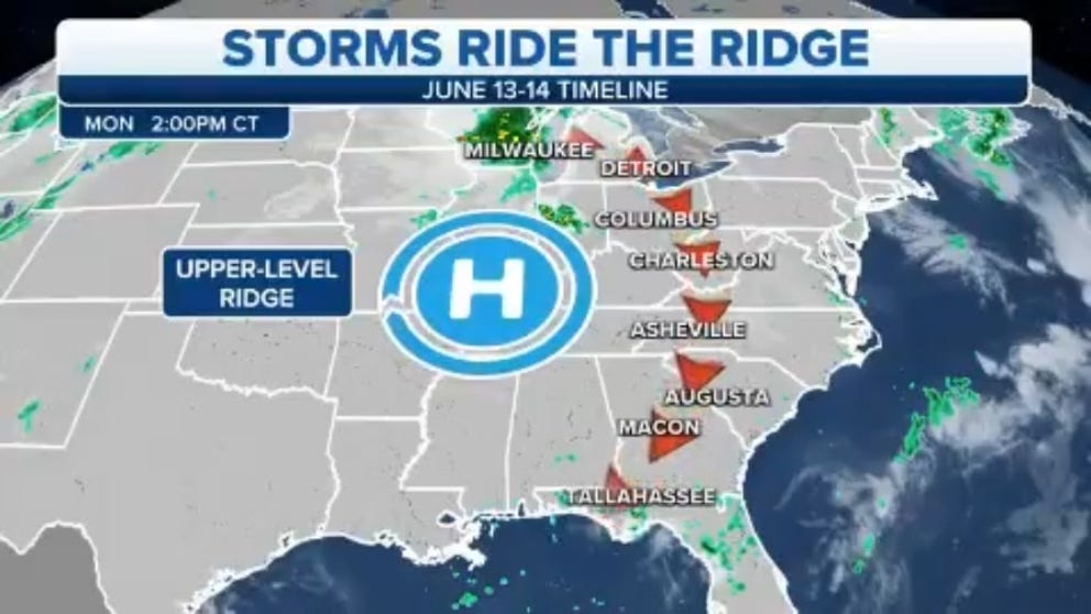The same complex of thunderstorms that brought widespread wind damage to the Ohio Valley on Monday traveled a total of 1,400 miles all the way to Florida and Alabama.