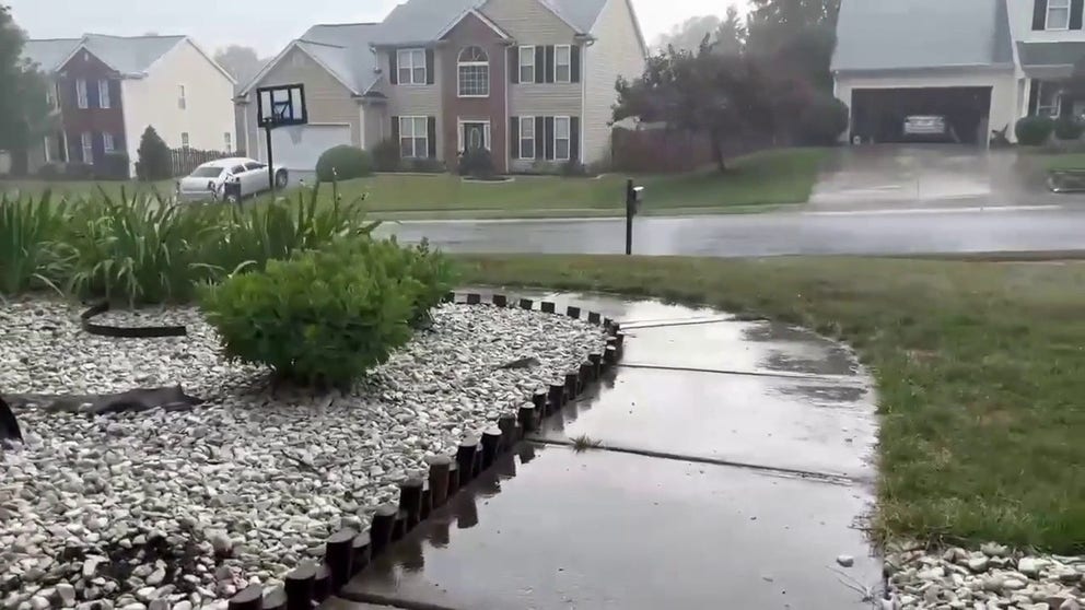 Storm drops hail in Kernersville, North Carolina on Friday. (Video: @cwalteroverman/Twitter)