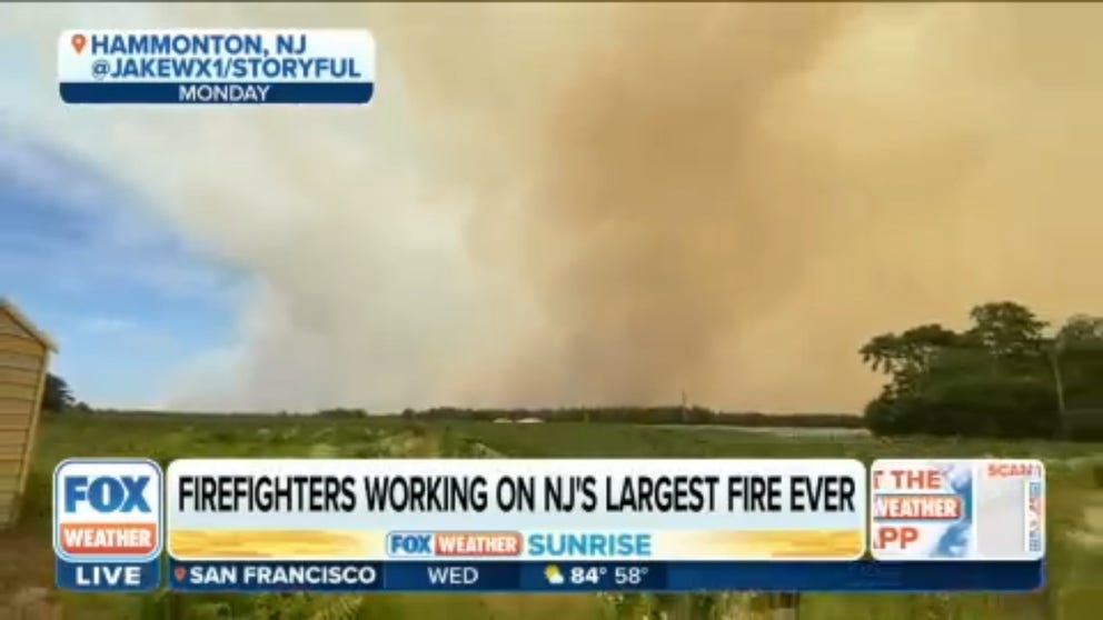The Mullica River Fire in New Jersey is now 95% contained and has burned 13,500 acres. 