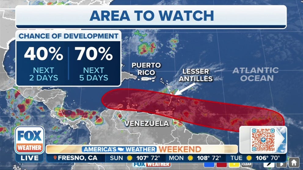 The National Hurricane Center continues to increase the odds that a tropical disturbance spinning in the Atlantic Ocean will develop into a tropical system.