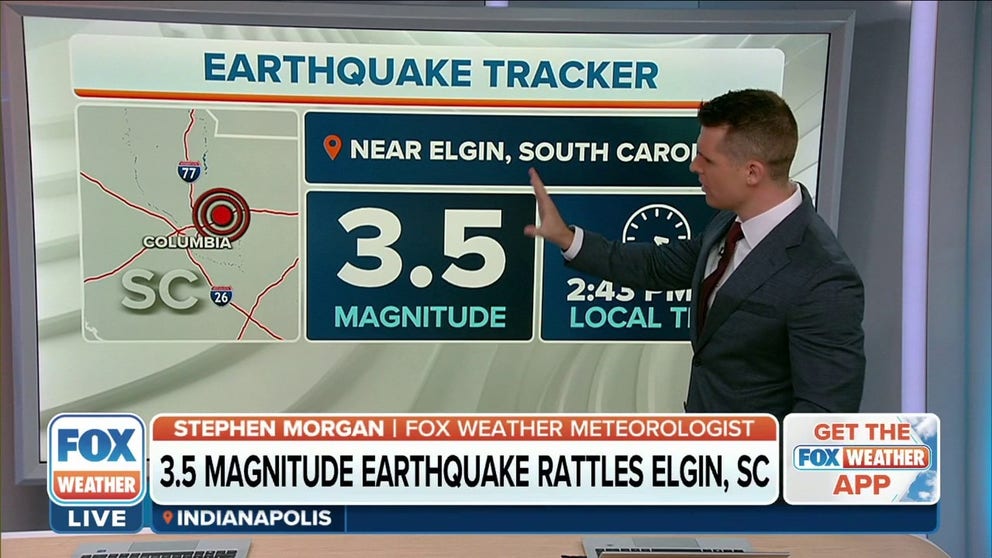 A magnitude 3.5 earthquake centered near Columbia, South Carolina, shook the surrounding areas on Wednesday. 