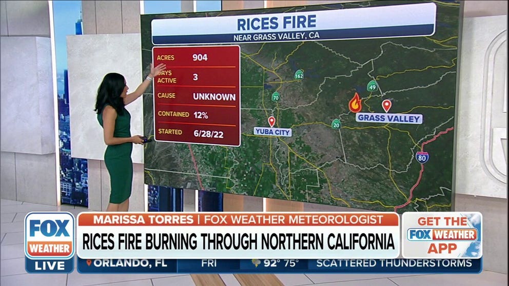 The Rices Fire has burned at least 904 acres and is now at 10 percent containment. 