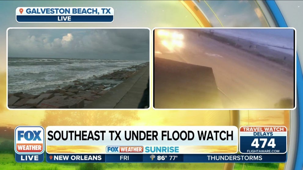 Galveston Beach feeling effects from tropical disturbance as it moves