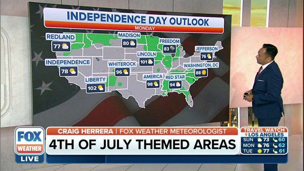 Here's a nationwide look at the 4th of July forecast.