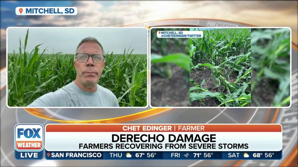 Chet Edinger said his crops got by fairly well during the derecho that hit South Dakota on Tuesday, while others on the eastern side of the state did not fair well. 