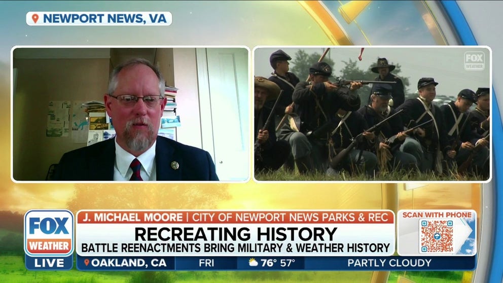 In places such as Newport News, Virginia, visitors can learn how soldiers lived and fought centuries ago. J. Michael Moore, historic sites curator for Newport News, Virginia, joined FOX Weather Sunrise to tell us more about these battle reenactments. 