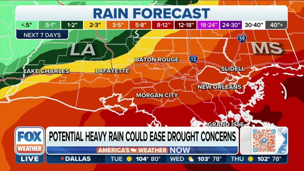 FOX Weather multimedia journalist Robert Ray says New Orleans may pick up 12 inches of rain this week. Rainfall totals have potential to cause dangerous flash flooding. 