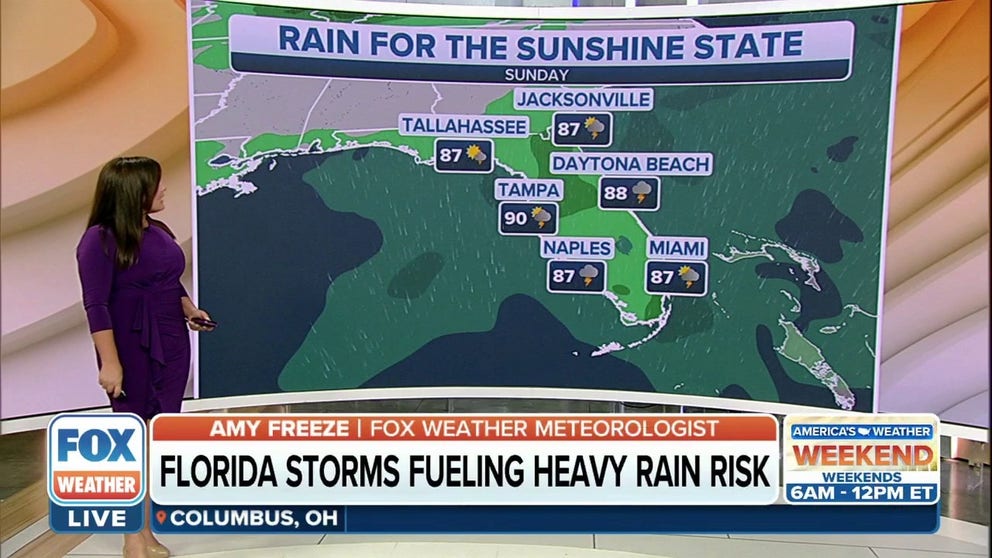 More heavy rain and thunderstorms are expected across the Sunshine State on Sunday and lasting through the early part of the workweek.