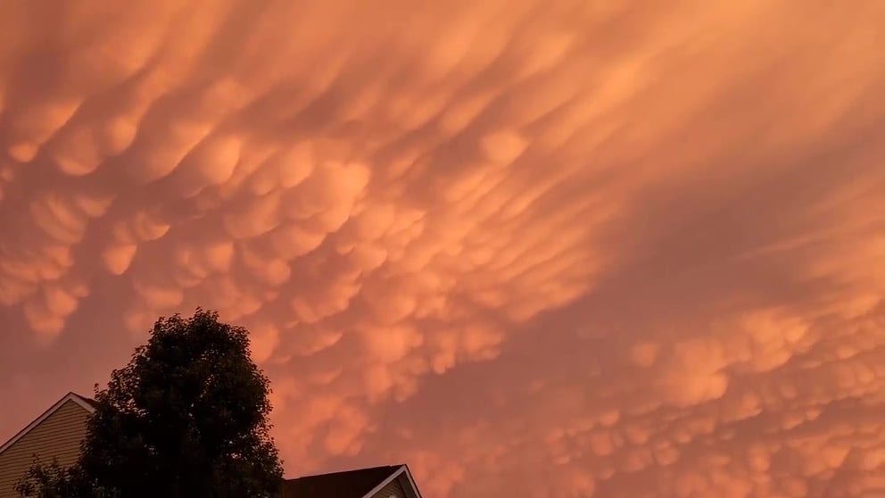 Several photographers shot video of surreal mammatus clouds during thunderstorms in Ohio on Wednesday.