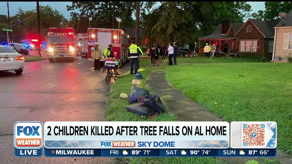 Two children aged 3-months old and 3-years old died in Birmingham, Alabama after severe weather caused a tree to fall onto their home.