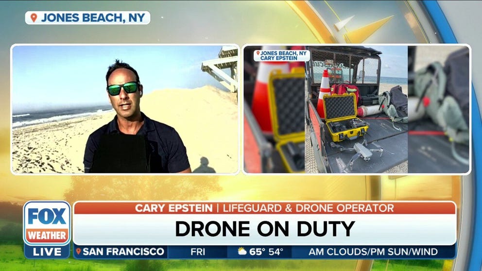 Lifeguard and drone operator Cary Epstein joined FOX Weather on Friday morning to discuss how drones are being used to protect beachgoers from potential shark attacks.