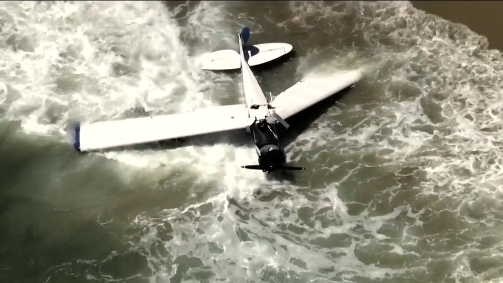 A plane crashed at Huntington Beach on Friday afternoon