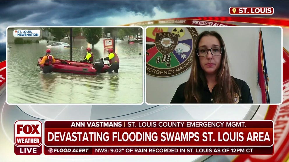 Emergency Management Specialist Ann Vastmans discusses helping residents of St. Louis impacted by the devastating floodwaters. Vastmans says most water rescues are taking place in the north and central parts of St. Louis County. 