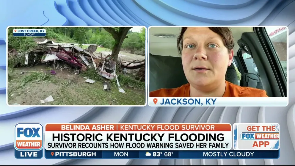 Belinda Asher said she was sleeping in her eastern Kentucky home when she was abruptly awoken by a flash flood alert on her phone and in less than an hour, her home was washed away.