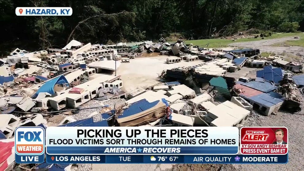 FOX Weather's Nicole Valdes spoke with residents who survived the historic flooding in eastern Kentucky as they sort through the remains of their homes and belongings. 
