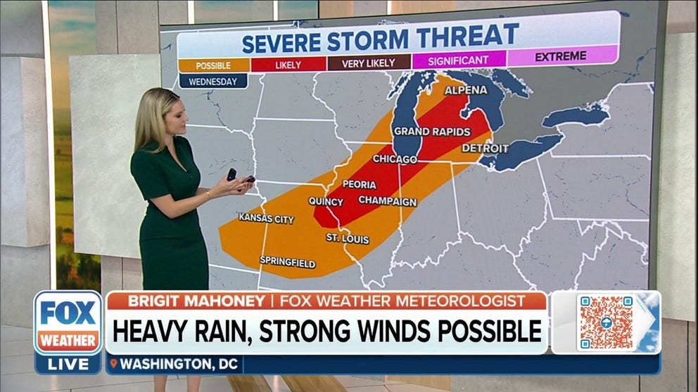 Severe storms possible for upper Midwest, Great Lakes Wednesday ...