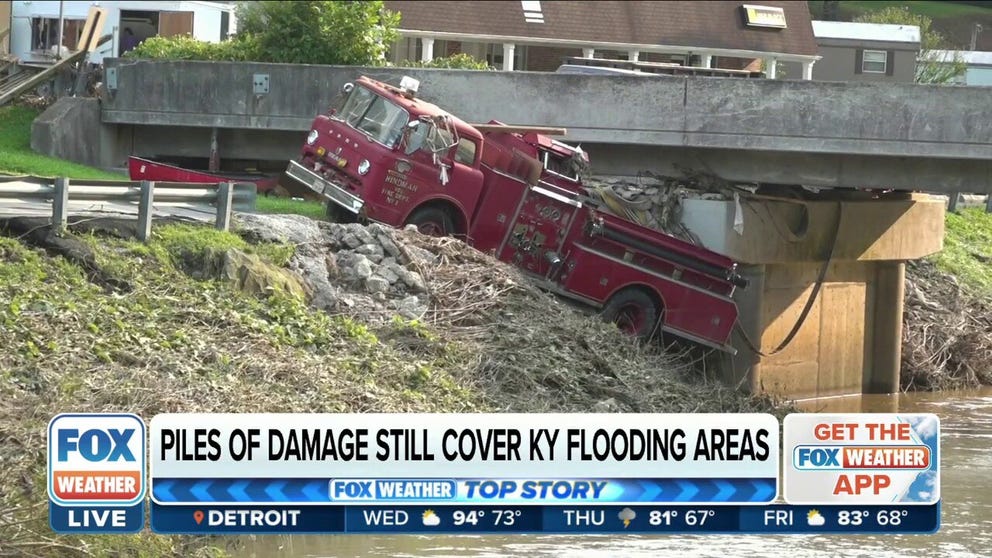 Homes are wiped out and vehicles are found flipped over in parts of eastern Kentucky. Flood survivor and Floyd County resident Mary McKinney tells FOX News’ Mills Hayes that ‘everything is gone.’