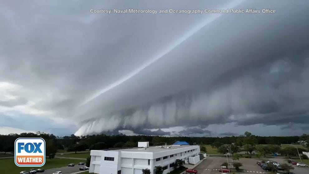Video from the Naval Meteorology and Oceanography Command Public Affairs Office shows a massive shelf moving over the Stennis Space Center in Hancock County, Mississippi. 