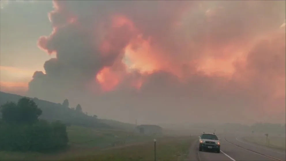 The Elmo Fire is captured on video burning a part of northwestern Montana on Monday. The blaze has spread to more than 16,200 acres. (Credit: Griffen Smith / The Missoulian via Storyful)