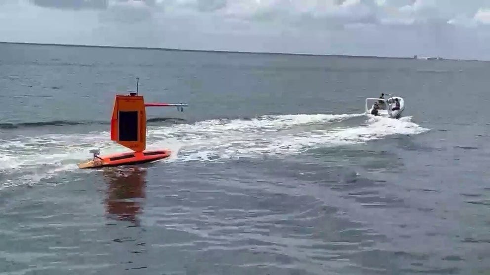 Two saildrones have been launched into the Gulf of Mexico to monitor hurricanes. (NOAA)
