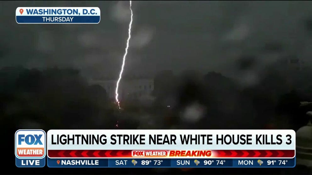 A couple from Wisconsin and a 29-year-old man were killed, and a woman remains critically injured after lightning struck near the White House Thursday evening. 