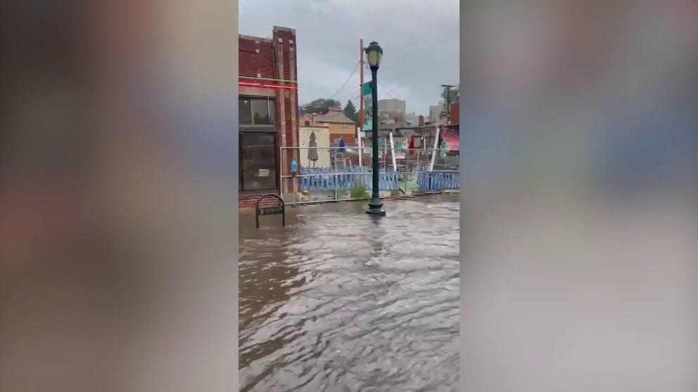 Floodwaters take over streets in Denver, Colorado this past weekend. (Video: @cajosabo/ Twitter)