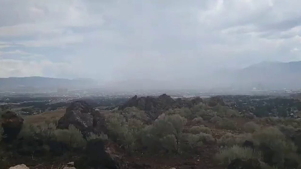 The National Weather Service of Reno, Nevada captures on camera a wave of rain taking over the city of Reno on August 8. (Video: @NWSReno/Twitter)