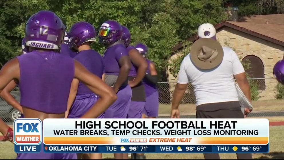 FOX 7 Austin's Rudy Koski shows us how coaches are keeping high school players safe during practice in the summer heat. 