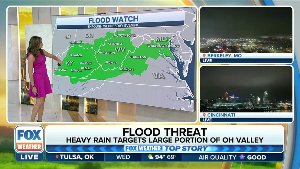 Flood Watches have been issued across eastern Kentucky, much of West Virginia and extreme southern Ohio, as well as the Baltimore/DC area through Wednesday. 