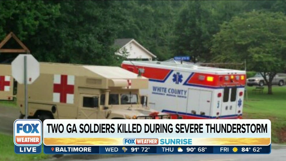 Two soldiers out of Fort Benning died after being caught in a severe thunderstorm on Yonah Mountain in North Georgia Tuesday afternoon.