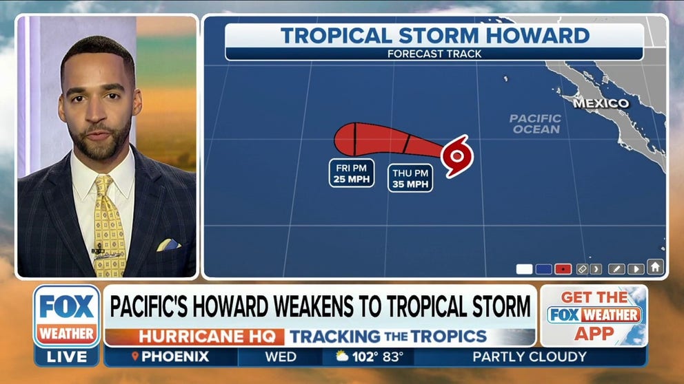 The National Hurricane Center's newest advisory shows that Howard’s winds have decreased to 50 mph. 