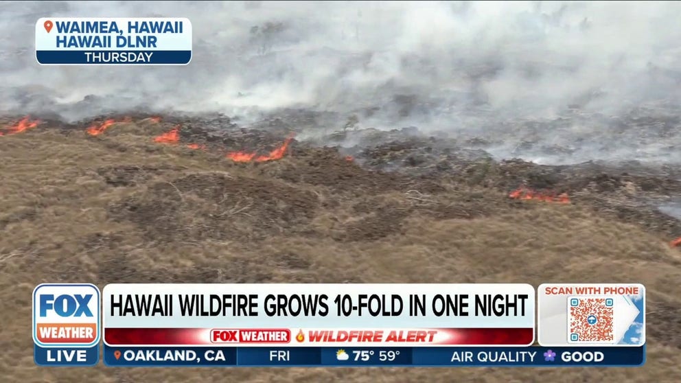 A wind-whipped Hawaii wildfire has exploded to nearly 10,000 acres. 