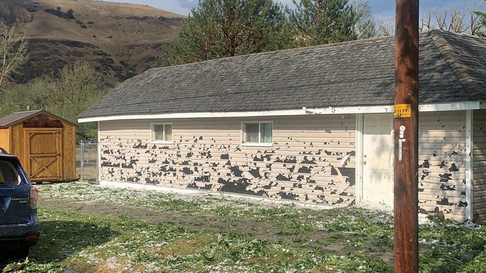 Wind driven, golf-ball-sized hail struck the town of Wallowa, Oregon, Thursday leaving a trail of damage.