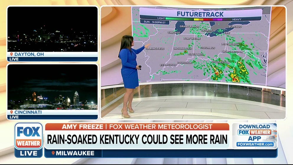 More rain will slide toward the central Appalachian Mountains on Sunday, where it may impact areas of eastern Kentucky devastated by flooding two weeks ago.