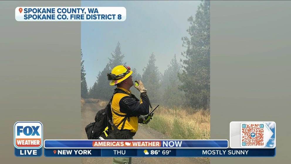 Washington State Patrol trooper Ryan Senger with an update on the blaze in Spokane County. 