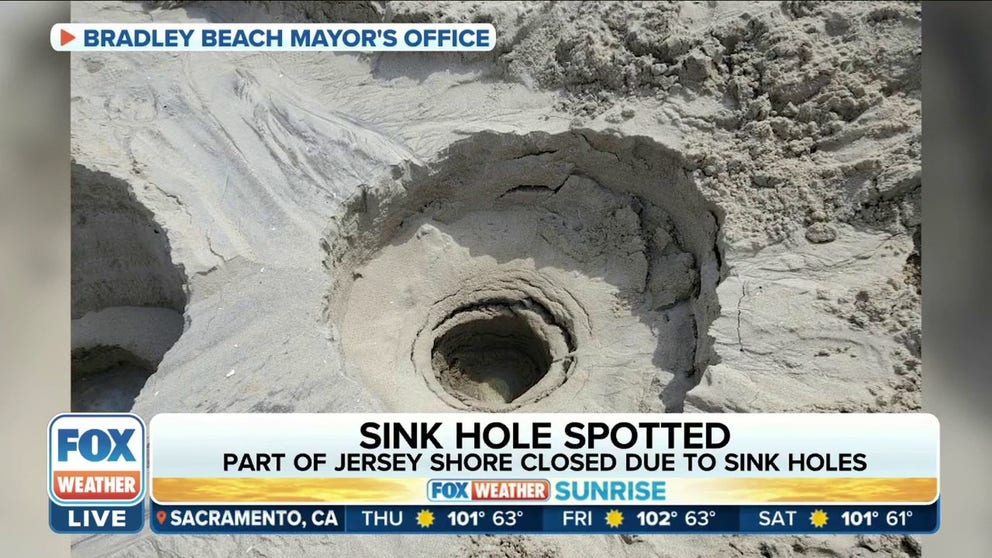 Larry Fox, mayor of Bradley Beach, talks to FOX Weather about the sinkholes that have been spotted at a section of the Jersey Shore.