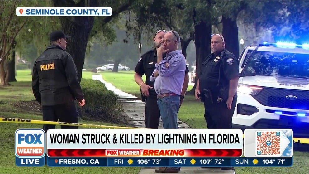 Lightning left a mother dead in Seminole County, Florida as storms rolled through central Florida on Thursday. The mother, her child and dog were all struck near an elementary school in Winter Springs