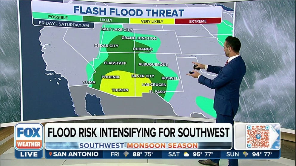 Flash flood threat very likely for southern Arizona and southern New Mexico over the weekend.   